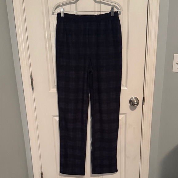 SKIMS unisex Midnight Blue Plaid Fleece Sleep Pants - Picture 1 of 5